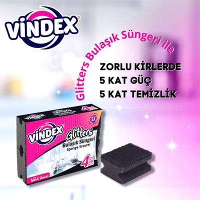 Vindex Glitters Ekstra Bulaşık Süngeri 4lü
