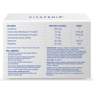 Vitafenix Angard Glutatyon Içeren Takviye Edici Gıda 20 Kapsül