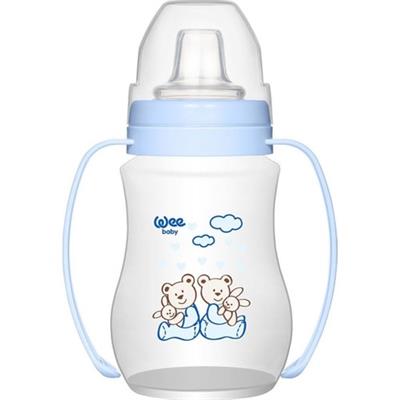 Wee Baby Antikolik Akıtmaz Kulplu PP Alıştırma Bardağı 250 ml Mavi 6+ Ay Bebekler İçin