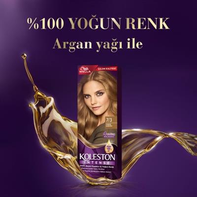 Wella Koleston Intense Saç Boyası - Fındık Kabuğu Krem Formülü 7.3 , Beyaz Kapatma ve 8 Haftaya Kadar Kalıcı Renk