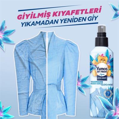Yumoş Jet Fresh Giysi Spreyi Yıkamadan Ferah Koku ve Ütü Etkisi Lilyum 200 ml