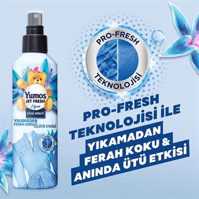 Yumoş Jet Fresh Giysi Spreyi Yıkamadan Ferah Koku ve Ütü Etkisi Lilyum 200 ml