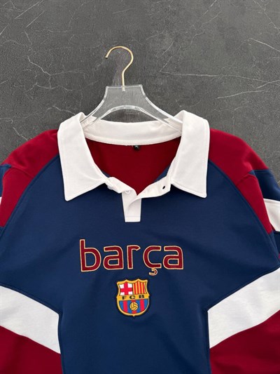 BARÇA POLO YAKA NAKIŞLI OVERSİZE TSHİRT