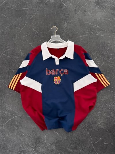 BARÇA POLO YAKA NAKIŞLI OVERSİZE TSHİRT