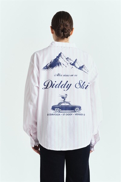 DDY SKİ PREMIUM BASKI OVERSİZE ÇİZGİLİ GÖMLEK