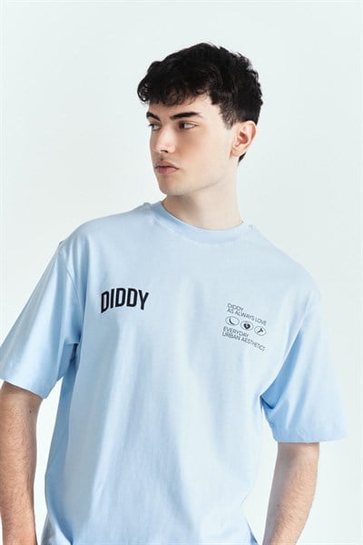 DIDDY AS ALWAYS BASKILI PREMIUM OVERSİZE TİŞÖRT MAVİ