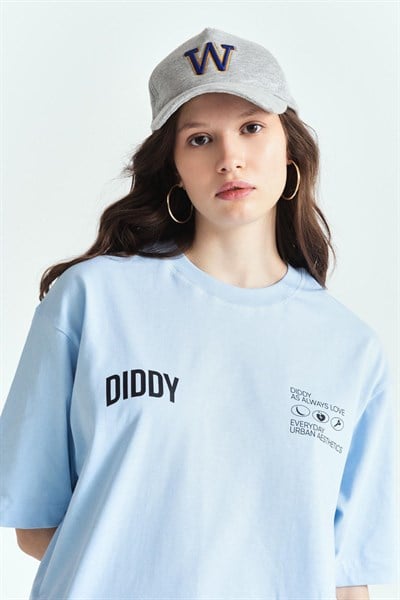 DIDDY AS ALWAYS BASKILI PREMIUM OVERSİZE TİŞÖRT MAVİ