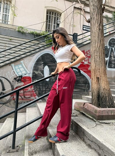 DIDDY Premium Paça Lastikli Oversize Eşofman Vişne Çürüğü