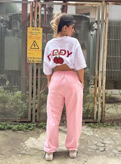 DIDDY Premium Paça Lastikli Oversize Eşofman pembe
