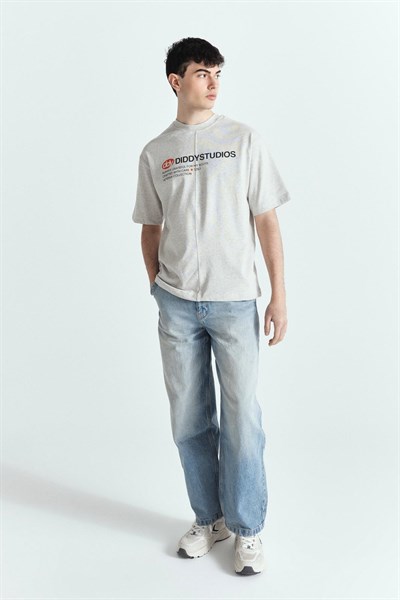 DİDDY STUDİOS ÇİFT NAKIŞ PREMİUM BASKILI OVERSİZE TSHIRT