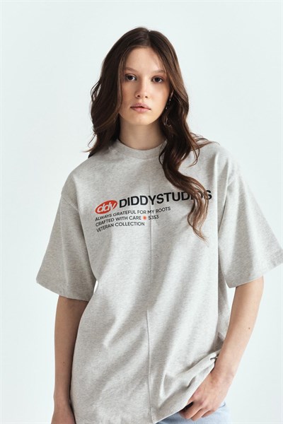 DİDDY STUDİOS ÇİFT NAKIŞ PREMİUM BASKILI OVERSİZE TSHIRT