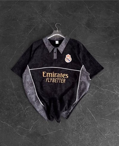 NAKIŞLI POLO YAKA OVERSİZE TSHİRT