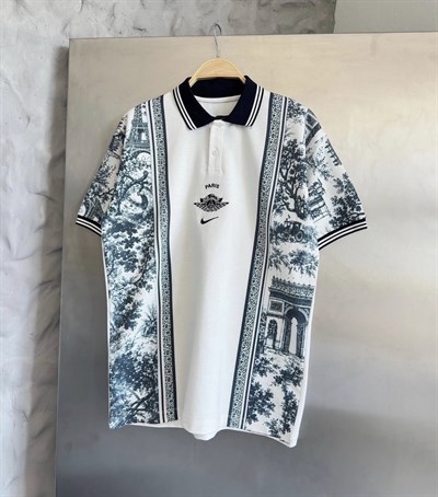 PARİS NAKIŞLI BEYAZ OVERSİZE TSHİRT