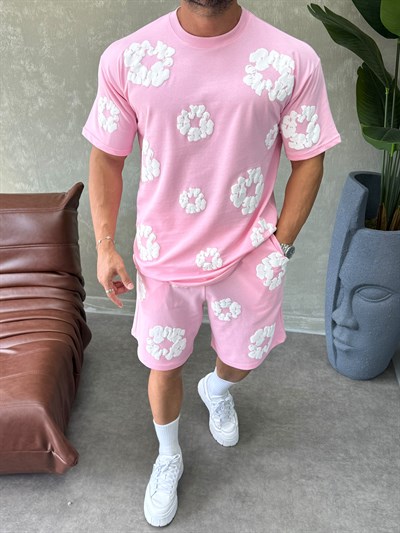PEMBE DENİM TEARS ŞORT TAKIM 