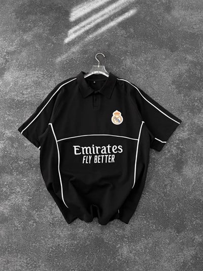 REAL MADRİD SİYAH NAKIŞLI OVERSİZE TSHİRT