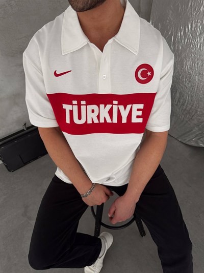 TÜRKİYE NAKIŞLI BEYAZ  OVERSİZE TSHİRT