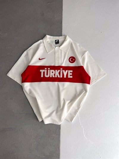 TÜRKİYE NAKIŞLI BEYAZ  OVERSİZE TSHİRT