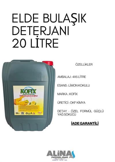 20 LT ELDE BULAŞIK DETERJANI LİMON KOKULU ALN315 ( 4 x 5 LT )