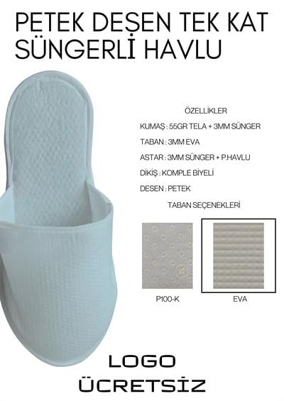 3mm Petek Desen Polyester Tek Kullanımlık Terlik P100