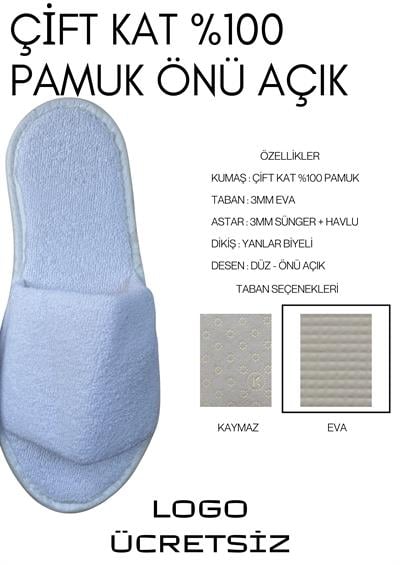 Çift Kat Pamuk Havlu Terlik Açık Tip Tek Kullanımlık Terlik Pam 012