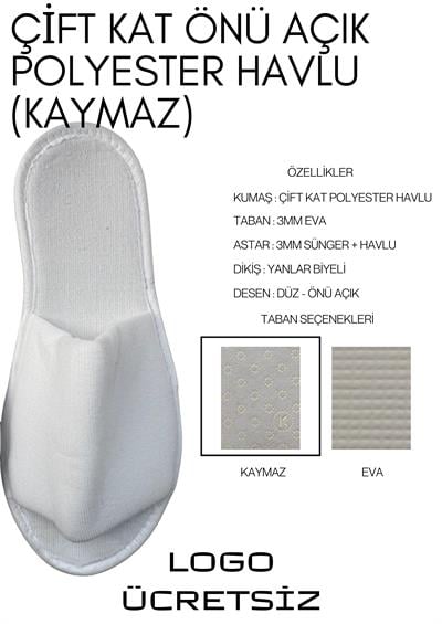 Önü Açık Tip Çift Kat Havlu Terlik Kaymaz Taban Tek Kullanımlık Terlik H012K