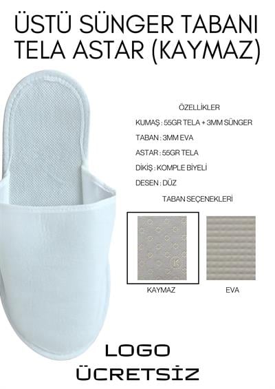 Üst Süngerli Taban Astarlı Ecolüks  Kaymaz Taban Tek Kullanımlık Terlik T007-L-K