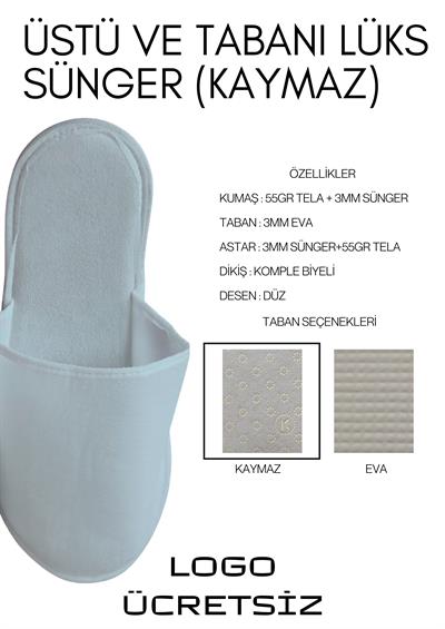 Üst ve Taban Süngerli Astarli Lüks Tela Kaymaz Taban Tek Kullanımlık Terlik T007-2L-K