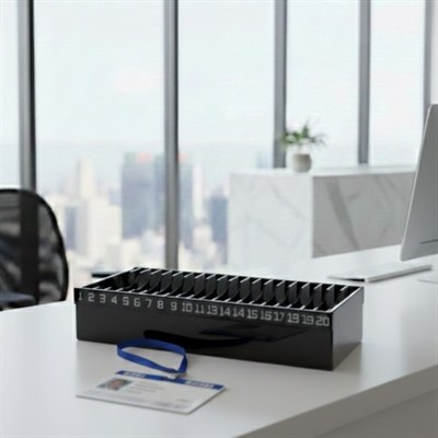 Personel ve Ziyaretçi Kimlik Kartlık- Masaüstü pleksi kart organizer- Kart Düzenleyici 20 Bölmeli Siyah