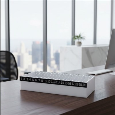 Personel ve Ziyaretçi Kimlik Kartlık- Masaüstü pleksi kart organizer- Kart Düzenleyici 20 Bölmeli Beyaz