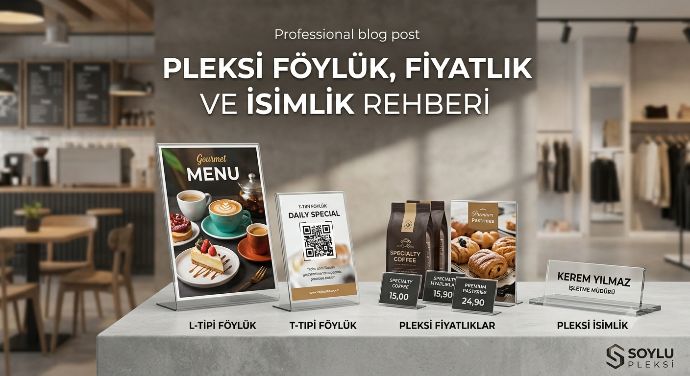 Masaüstü Akrilik Stand Modelleri: Pleksi Föylük,Menülük ve Fiyat Etiketliği