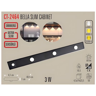 CATA CT-2464 BELLA SLIM CABINET SARJLI-SENSORLU(4000K-3200K-6400K)