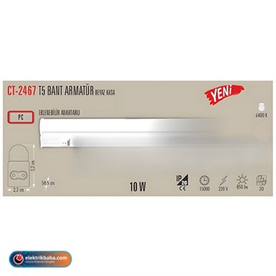 CATA CT-2467B 8W T5 LEDLI BANT ARMATUR BEYAZ