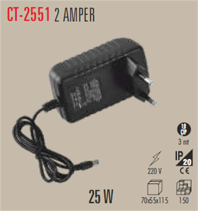 CATA CT-2551 2 AMPER FISLI ADAPTOR