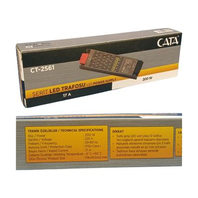 CATA CT-2561 17A SERIT LED TRAFOSU 200W SLIM FANSIZ