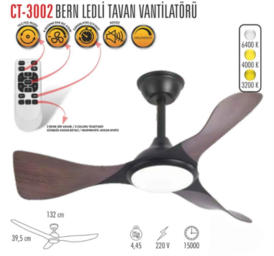 CATA CT-3002 BERN LEDLI TAVAN VANTILATORU