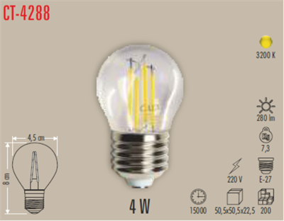 CATA CT-4288 4W 400lM GUNISIGI FILAMENT AMPUL