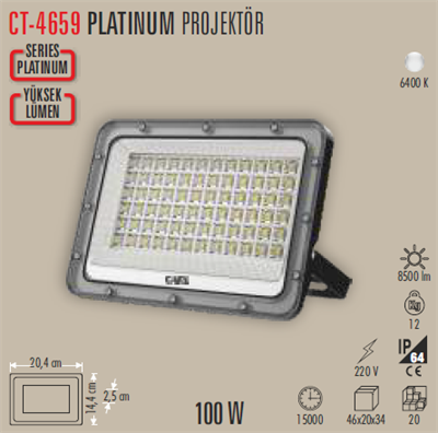 CATA CT-4659B 100W SLIM LED PROJEKTOR(BEYAZ)