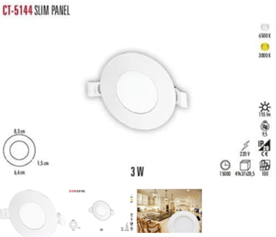 CATA CT-5144B 3W SLIM PANEL (BEYAZ)