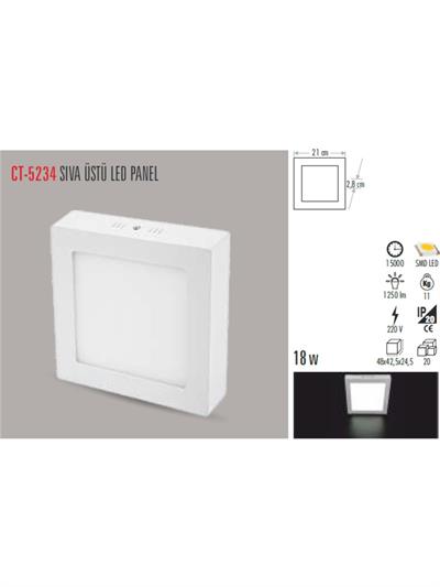 CATA CT-5234B 18W SIVA USTU LED PANEL (KARE) (BEYAZ)