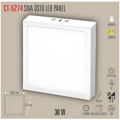 CATA CT-5274B 30W SIVA USTU LED PANEL (KARE) (BEYAZ)