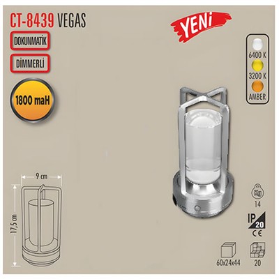 CATA CT-8439 VEGAS SARJLI MASA LAMBASI