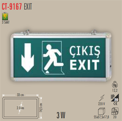 CATA CT-9167 EXIT CIKIS ASAGI YONLU 3 SAAT KITLI