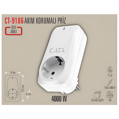CATA CT-9186 4000W AKIM KORUMALI PRIZ