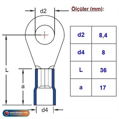 GWEST 3020 GYU-810 8X10MM M8 IZOLELI YUVARLAK TIP KABLO PABUCU