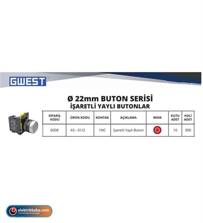 GWEST 6008 A5-01/2 ISARETLI STOP BUTON