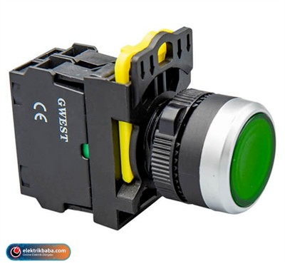 GWEST 6011 PLASTIK LED ISIKLI 240V START BUTON YESIL