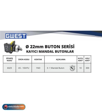GWEST 6029 A5-10X/FU ( 0-1 ) KAYICI MANDAL BUTON