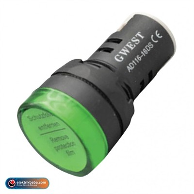 GWEST 6612 22MM 24VAC-DC YESIL SINYAL LAMBASI