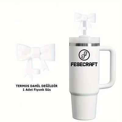 Stanley Quencher Beyaz Fiyonk Kurdele Renkli Silikon Pipet Aksesuar Pipet Koruyucu Toz Önleyici
