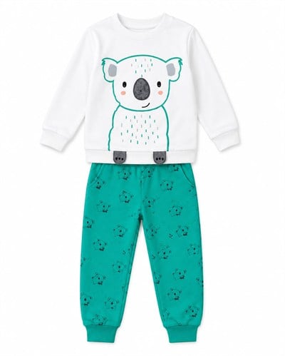 Erkek Bebek Koala Baskılı Uzun Kollu Sweatshirt Pantolon Alt Üst Takım